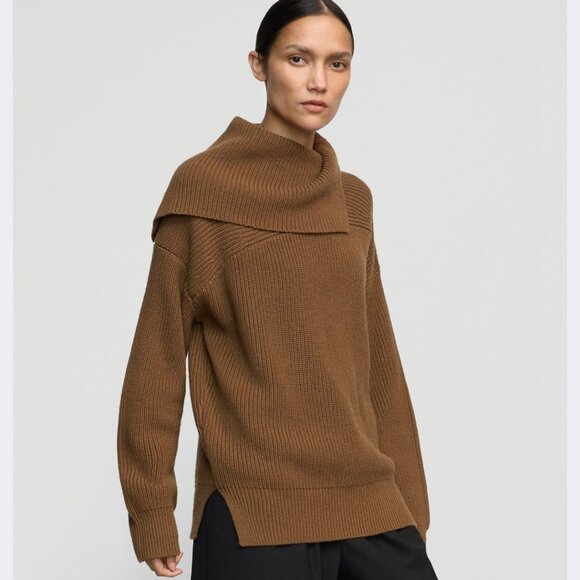 Modern Citizen Ezra Organic Cotton-Wool Foldover-Collar Sweater - Picture 1 of 2